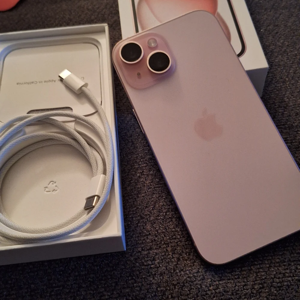 Pink Iphone15 From Verizon with Accessories